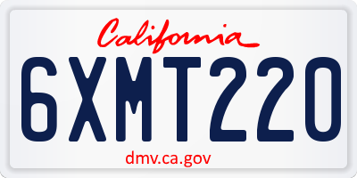 CA license plate 6XMT220