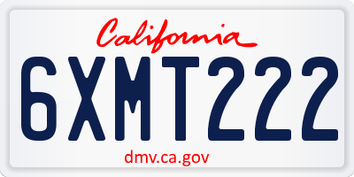 CA license plate 6XMT222