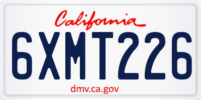 CA license plate 6XMT226