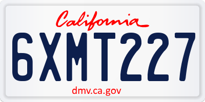 CA license plate 6XMT227