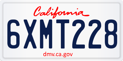 CA license plate 6XMT228