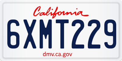 CA license plate 6XMT229
