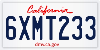 CA license plate 6XMT233