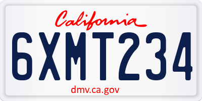 CA license plate 6XMT234