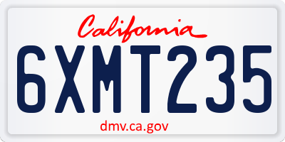 CA license plate 6XMT235
