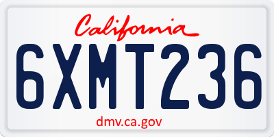 CA license plate 6XMT236