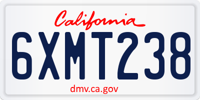 CA license plate 6XMT238