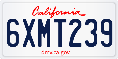 CA license plate 6XMT239