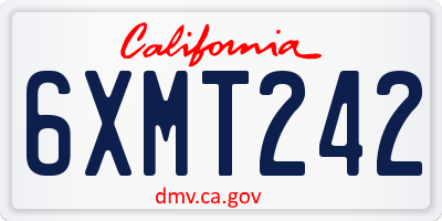 CA license plate 6XMT242