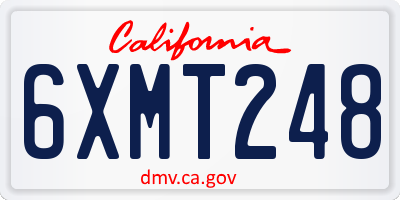 CA license plate 6XMT248