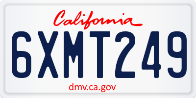 CA license plate 6XMT249