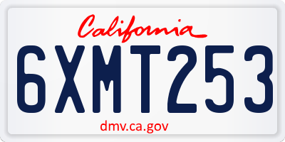 CA license plate 6XMT253