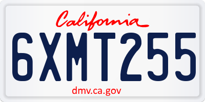 CA license plate 6XMT255