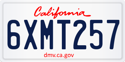 CA license plate 6XMT257