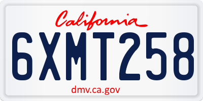 CA license plate 6XMT258