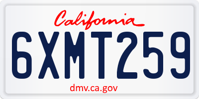 CA license plate 6XMT259