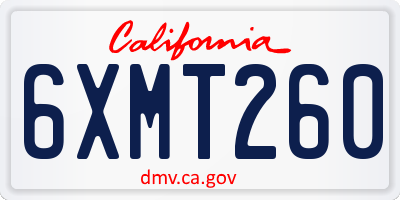 CA license plate 6XMT260