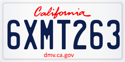 CA license plate 6XMT263