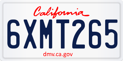 CA license plate 6XMT265