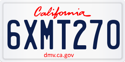 CA license plate 6XMT270