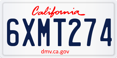 CA license plate 6XMT274