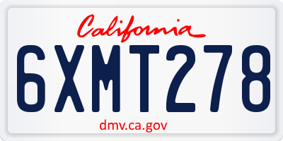 CA license plate 6XMT278