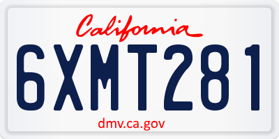 CA license plate 6XMT281