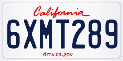 CA license plate 6XMT289