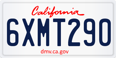 CA license plate 6XMT290