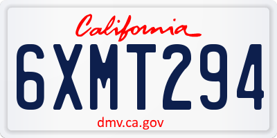CA license plate 6XMT294