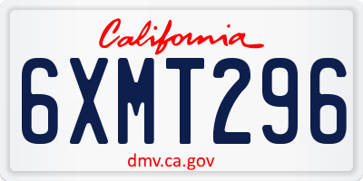 CA license plate 6XMT296