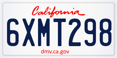 CA license plate 6XMT298