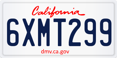 CA license plate 6XMT299