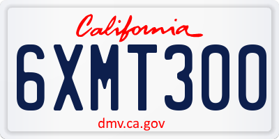 CA license plate 6XMT300