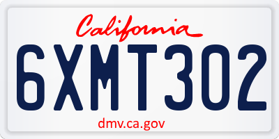 CA license plate 6XMT302