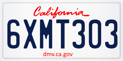 CA license plate 6XMT303