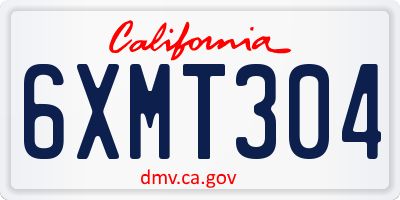 CA license plate 6XMT304