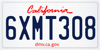 CA license plate 6XMT308