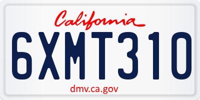CA license plate 6XMT310