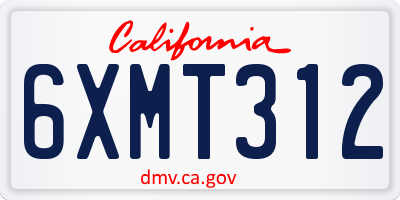 CA license plate 6XMT312