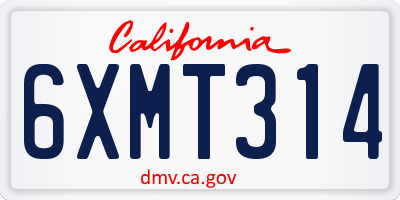 CA license plate 6XMT314