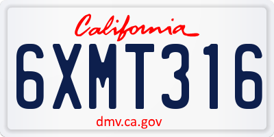 CA license plate 6XMT316