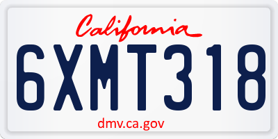 CA license plate 6XMT318