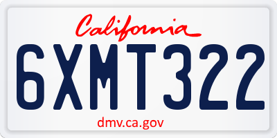 CA license plate 6XMT322
