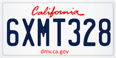CA license plate 6XMT328