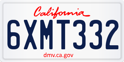 CA license plate 6XMT332