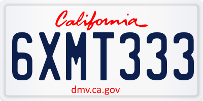 CA license plate 6XMT333