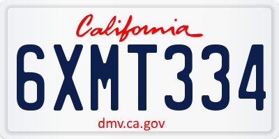 CA license plate 6XMT334