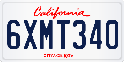 CA license plate 6XMT340