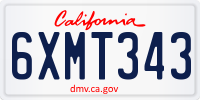 CA license plate 6XMT343